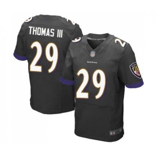 Men's Baltimore Ravens 29 Earl Thomas III Elite Black Alternate Football Jersey