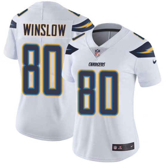 Women's Nike Los Angeles Chargers 80 Kellen Winslow Elite White NFL Jersey