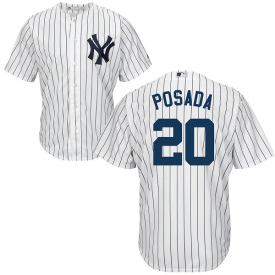 Youth Majestic New York Yankees 20 Jorge Posada Authentic White Home MLB Jersey