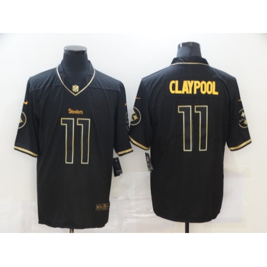 Men's Pittsburgh Steelers 11 Chase Claypool Olive Gold Nike 2020 Salute To Service Limited Jersey