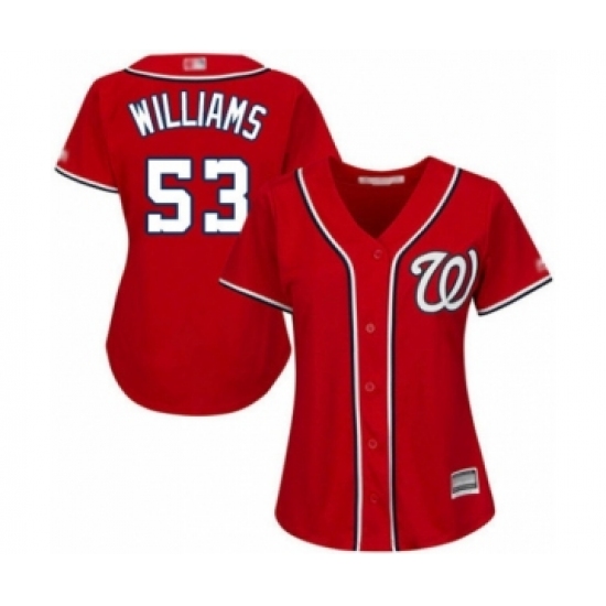 Women's Washington Nationals 53 Austen Williams Authentic Red Alternate 1 Cool Base Baseball Player Jersey