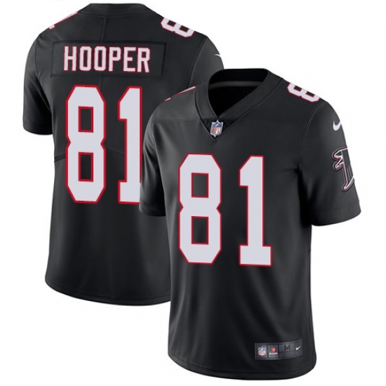 Men's Nike Atlanta Falcons 81 Austin Hooper Black Alternate Vapor Untouchable Limited Player NFL Jersey