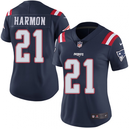 Women's Nike New England Patriots 21 Duron Harmon Limited Navy Blue Rush Vapor Untouchable NFL Jersey