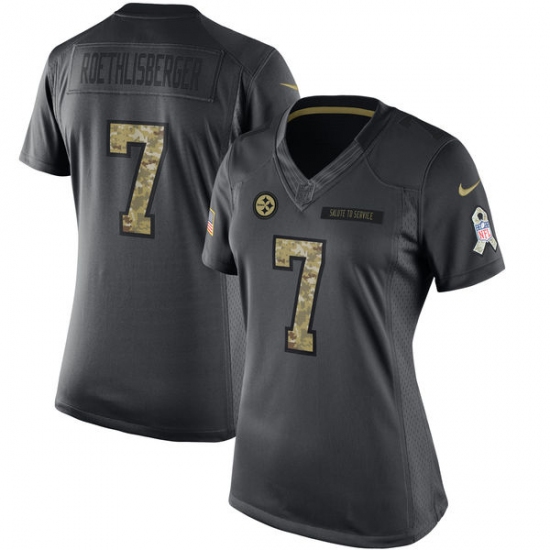 Women's Nike Pittsburgh Steelers 7 Ben Roethlisberger Limited Black 2016 Salute to Service NFL Jersey