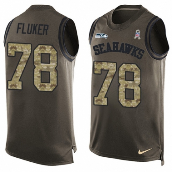 Men's Nike Seattle Seahawks 78 D.J. Fluker Limited Green Salute to Service Tank Top NFL Jersey