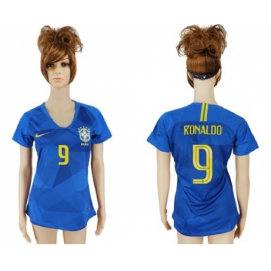 Women's Brazil 9 Ronaldo Away Soccer Country Jersey