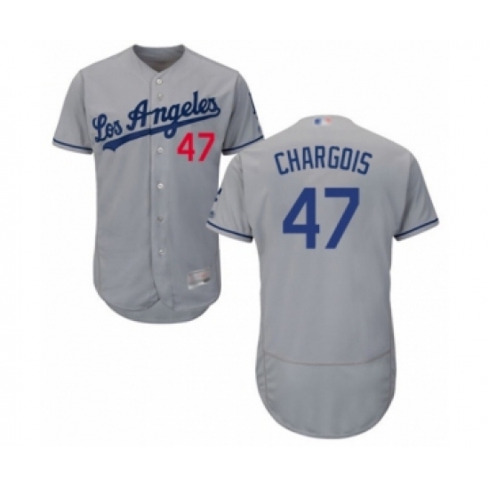 Men's Los Angeles Dodgers 47 J.T. Chargois Grey Road Flex Base Authentic Collection Baseball Player Jersey