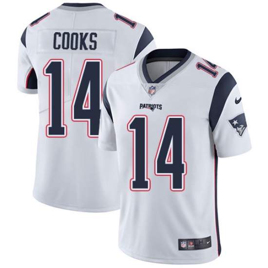 Men's Nike New England Patriots 14 Brandin Cooks White Vapor Untouchable Limited Player NFL Jersey