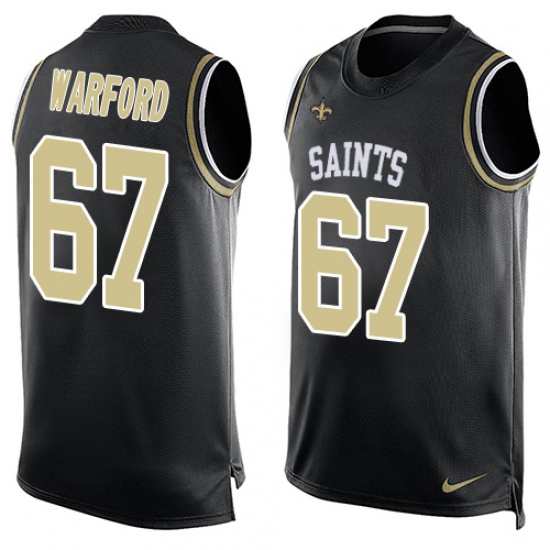 Men's Nike New Orleans Saints 67 Larry Warford Limited Black Player Name & Number Tank Top NFL Jersey