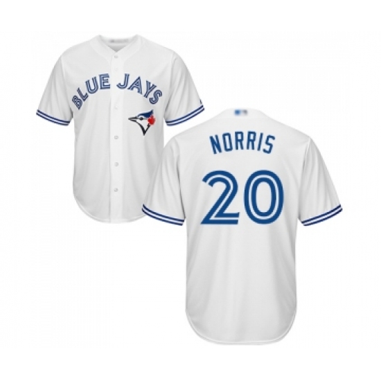 Men's Toronto Blue Jays 20 Bud Norris Replica White Home Baseball Jersey