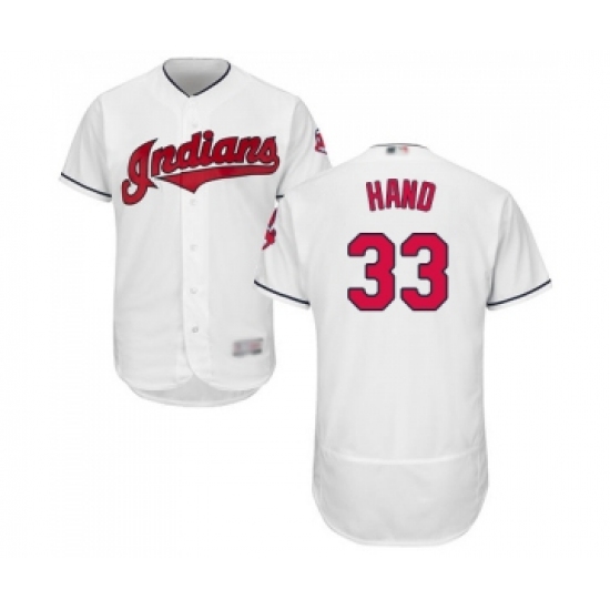 Men's Cleveland Indians 33 Brad Hand White Home Flex Base Authentic Collection Baseball Jersey