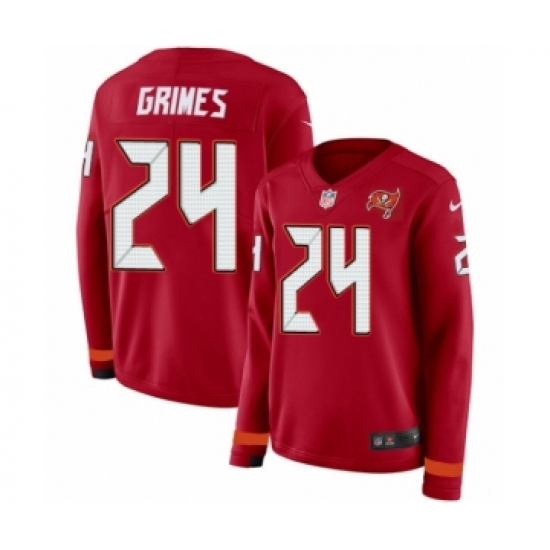 Women's Nike Tampa Bay Buccaneers 24 Brent Grimes Limited Red Therma Long Sleeve NFL Jersey