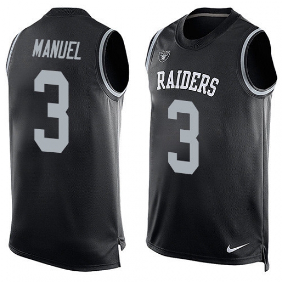 Men's Nike Oakland Raiders 3 E. J. Manuel Limited Black Player Name & Number Tank Top NFL Jersey