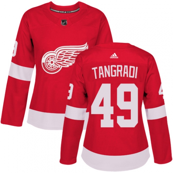 Women's Adidas Detroit Red Wings 49 Eric Tangradi Premier Red Home NHL Jersey