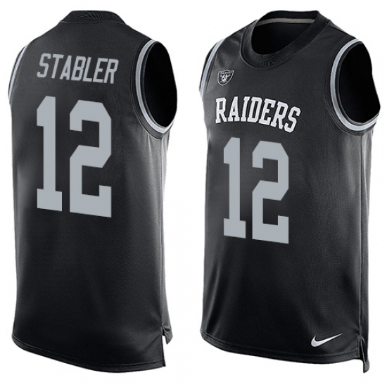 Men's Nike Oakland Raiders 12 Kenny Stabler Limited Black Player Name & Number Tank Top NFL Jersey