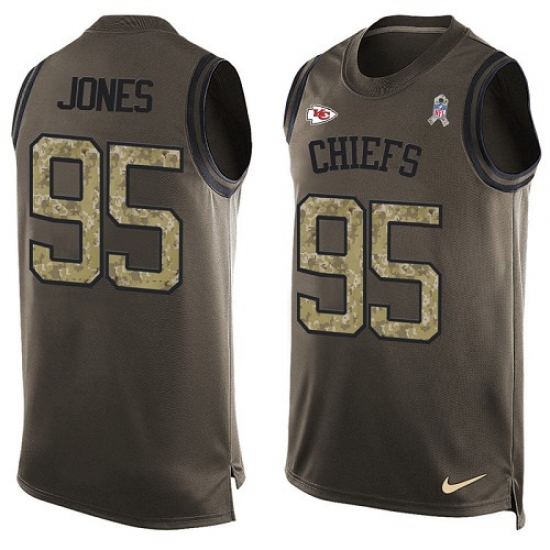 Men's Nike Kansas City Chiefs 95 Chris Jones Limited Green Salute to Service Tank Top NFL Jersey