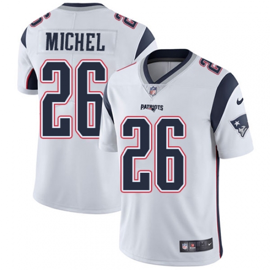 Men's Nike New England Patriots 26 Sony Michel White Vapor Untouchable Limited Player NFL Jersey