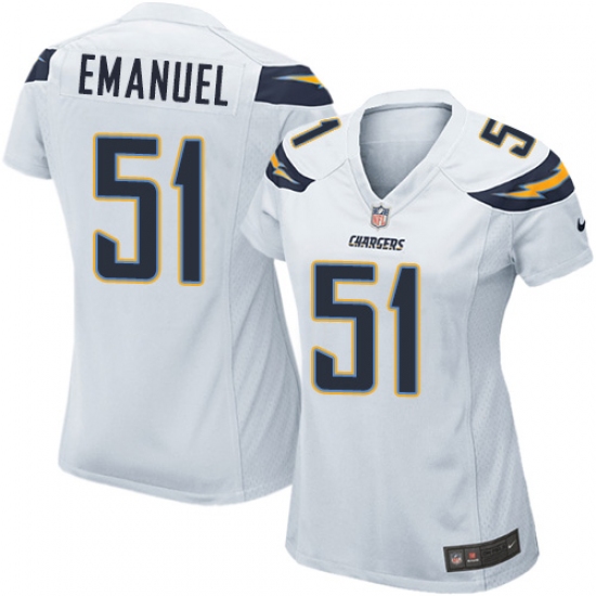 Women's Nike Los Angeles Chargers 51 Kyle Emanuel Game White NFL Jersey