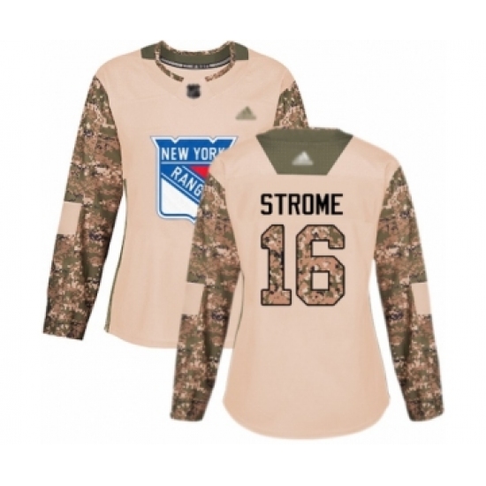 Women's New York Rangers 16 Ryan Strome Authentic Camo Veterans Day Practice Hockey Jersey