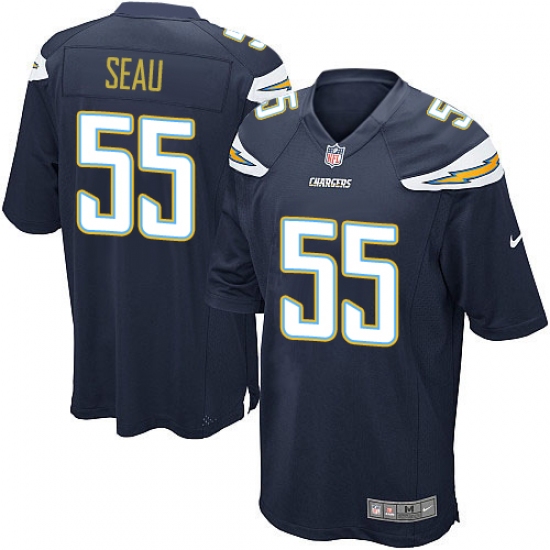 Men's Nike Los Angeles Chargers 55 Junior Seau Game Navy Blue Team Color NFL Jersey