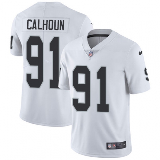 Youth Nike Oakland Raiders 91 Shilique Calhoun White Vapor Untouchable Limited Player NFL Jersey