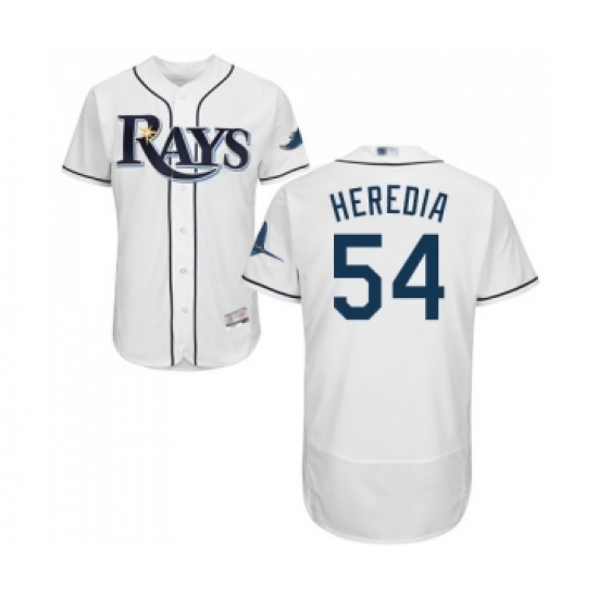 Men's Tampa Bay Rays 54 Guillermo Heredia Home White Home Flex Base Authentic Collection Baseball Jersey