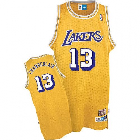 Men's Adidas Los Angeles Lakers 13 Wilt Chamberlain Authentic Gold Throwback NBA Jersey