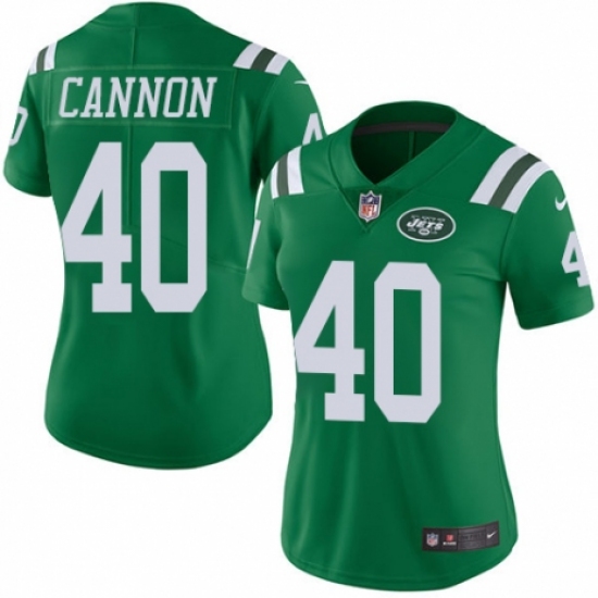 Women's Nike New York Jets 40 Trenton Cannon Limited Green Rush Vapor Untouchable NFL Jersey