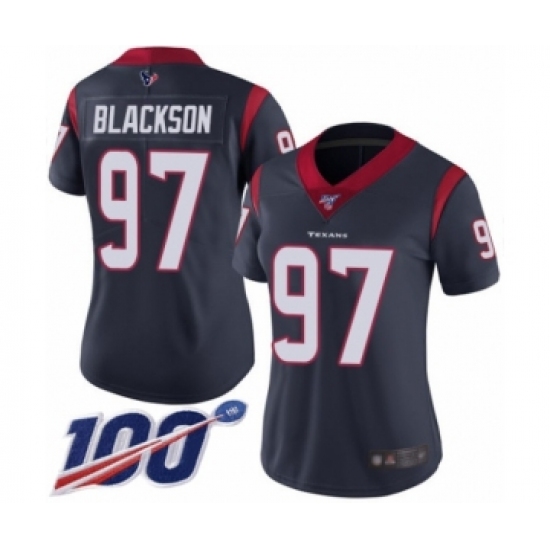 Women's Houston Texans 97 Angelo Blackson Navy Blue Team Color Vapor Untouchable Limited Player 100th Season Football Jersey
