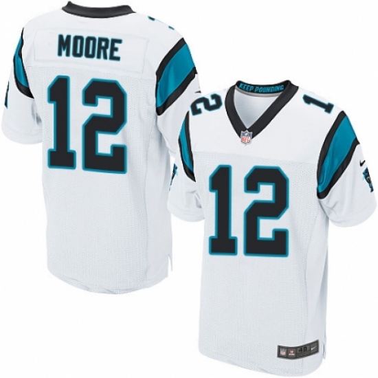 Men's Nike Carolina Panthers 12 D.J. Moore Elite White NFL Jersey