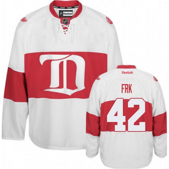 Men's Reebok Detroit Red Wings 42 Martin Frk Premier White Third NHL Jersey