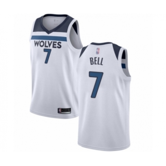 Men's Minnesota Timberwolves 7 Jordan Bell Authentic White Basketball Jersey - Association Edition