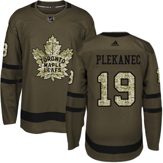 Men's Adidas Toronto Maple Leafs 19 Tomas Plekanec Authentic Green Salute to Service NHL Jersey
