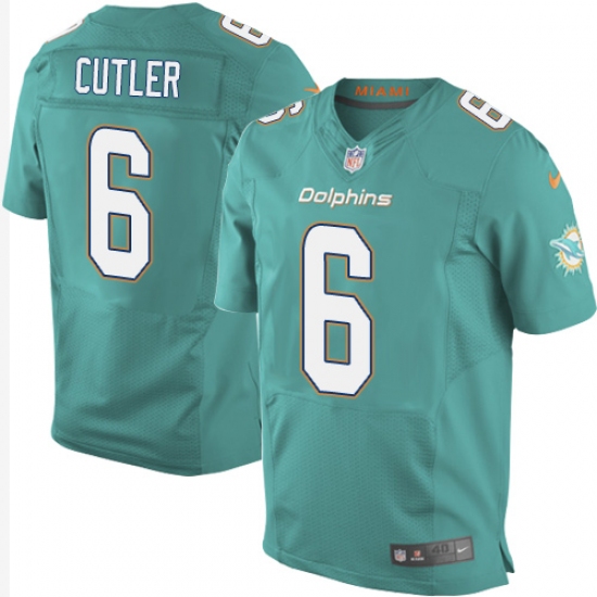 Men's Nike Miami Dolphins 6 Jay Cutler Elite Aqua Green Team Color NFL Jersey