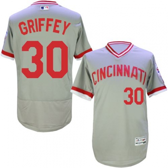 Men's Majestic Cincinnati Reds 30 Ken Griffey Grey Flexbase Authentic Collection Cooperstown MLB Jersey