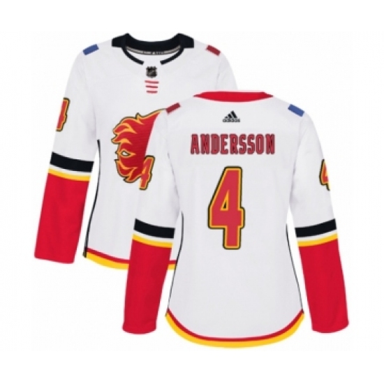 Women's Adidas Calgary Flames 4 Rasmus Andersson Authentic White Away NHL Jersey