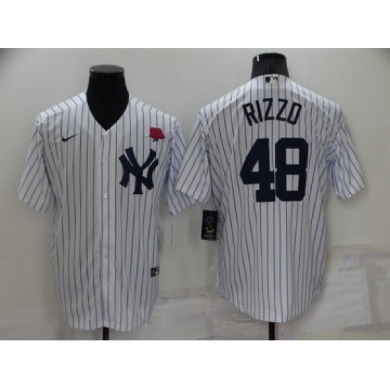 Men's New York Yankees 48 Anthony Rizzo White Cool Base Stitched Rose Baseball Jersey