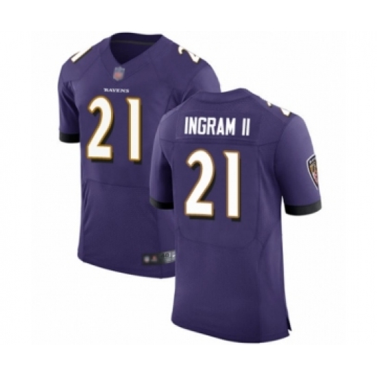 Men's Baltimore Ravens 21 Mark Ingram II Purple Team Color Vapor Untouchable Elite Player Football Jersey