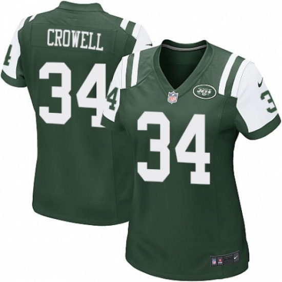 Women's Nike New York Jets 34 Isaiah Crowell Game Green Team Color NFL Jersey