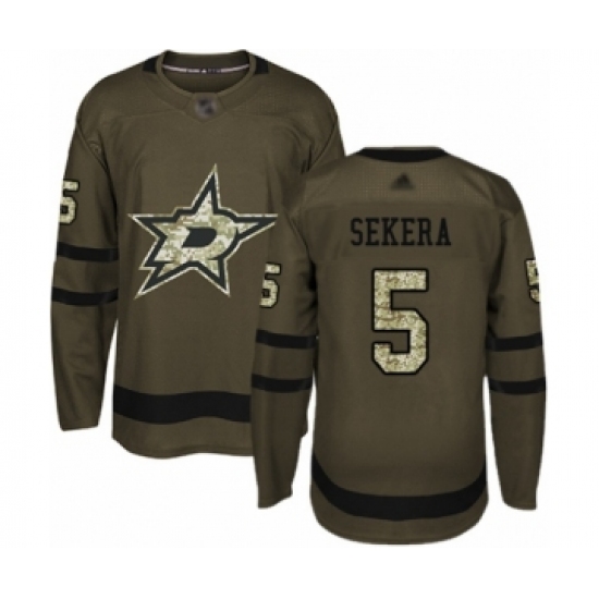 Men's Dallas Stars 5 Andrej Sekera Authentic Green Salute to Service Hockey Jersey