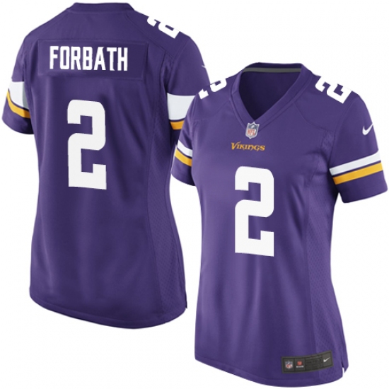 Women's Nike Minnesota Vikings 2 Kai Forbath Game Purple Team Color NFL Jersey