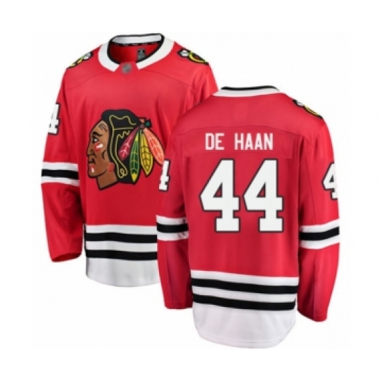Youth Chicago Blackhawks 44 Calvin De Haan Authentic Red Home Fanatics Branded Breakaway Hockey Jersey