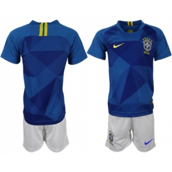 Brazil Blank Away Kid Soccer Country Jersey