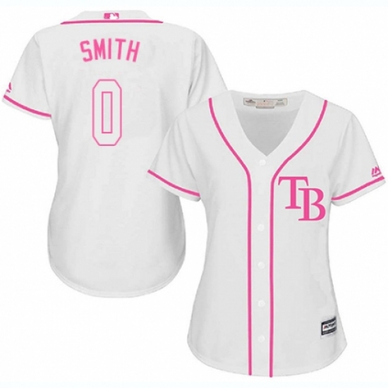 Women's Majestic Tampa Bay Rays 0 Mallex Smith Authentic White Fashion Cool Base MLB Jersey