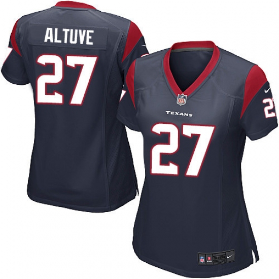 Women's Nike Houston Texans 27 Jose Altuve Game Navy Blue Team Color NFL Jersey