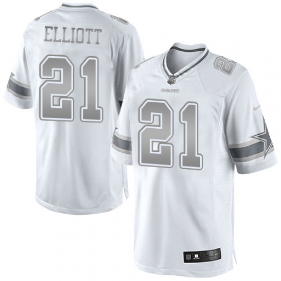 Men's Nike Dallas Cowboys 21 Ezekiel Elliott Limited White Platinum NFL Jersey