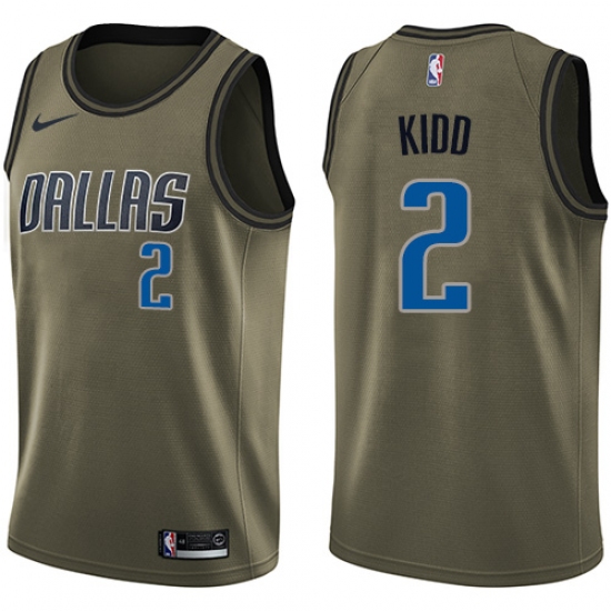 Men's Nike Dallas Mavericks 2 Jason Kidd Green Salute to Service NBA Swingman Jersey