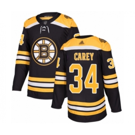 Youth Boston Bruins 34 Paul Carey Authentic Black Home Hockey Jersey