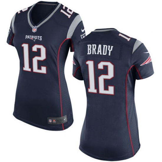 Women's Nike New England Patriots 12 Tom Brady Game Navy Blue Team Color NFL Jersey