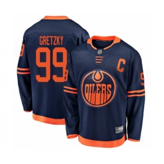 Youth Edmonton Oilers 99 Wayne Gretzky Authentic Navy Blue Alternate Fanatics Branded Breakaway Hockey Jerseys